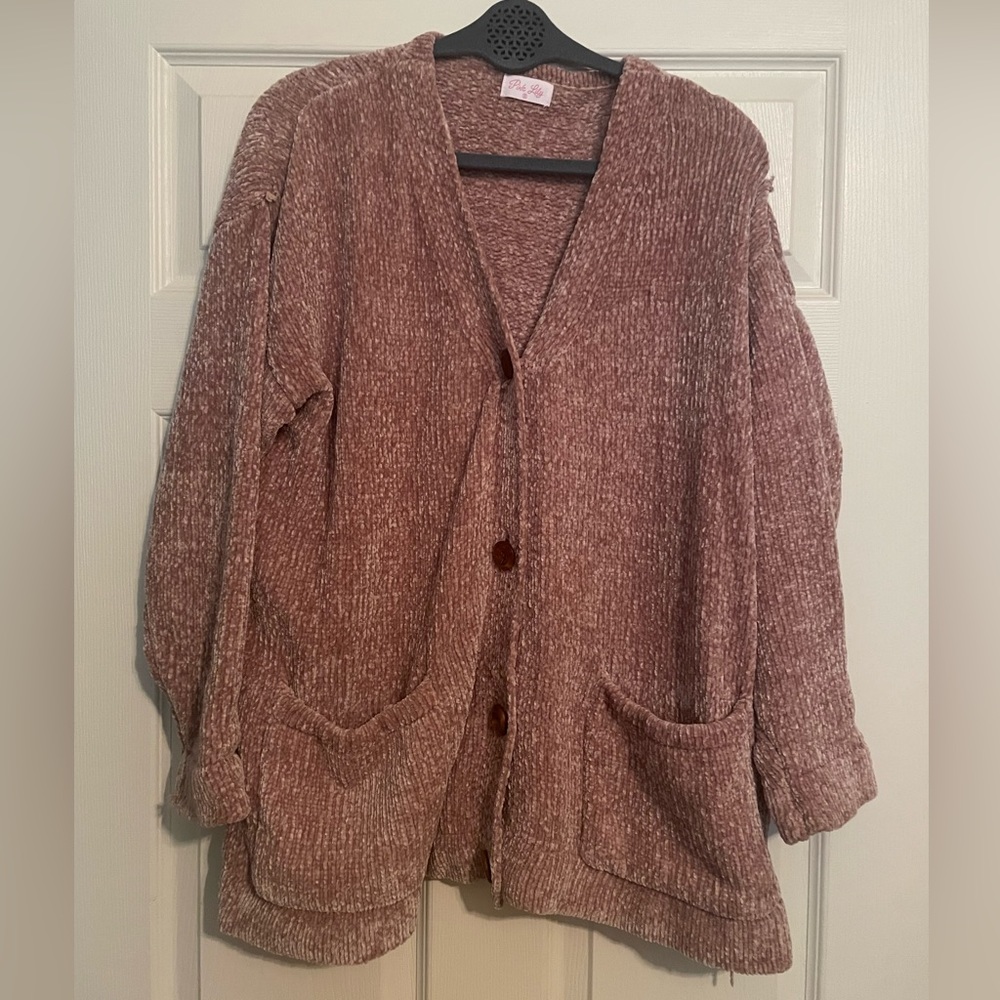 Pink Lily Chenille Cardigan